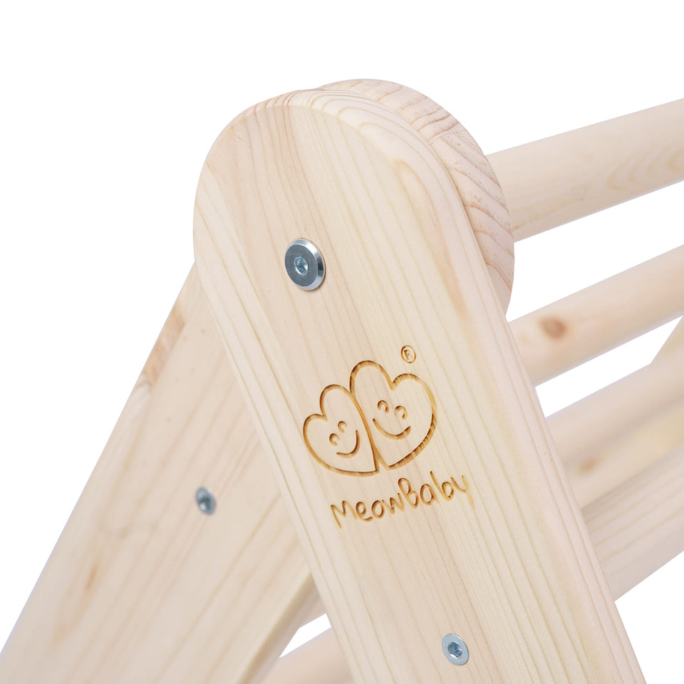 Ladder with a Slide-Climbing Wall - Natural Wood