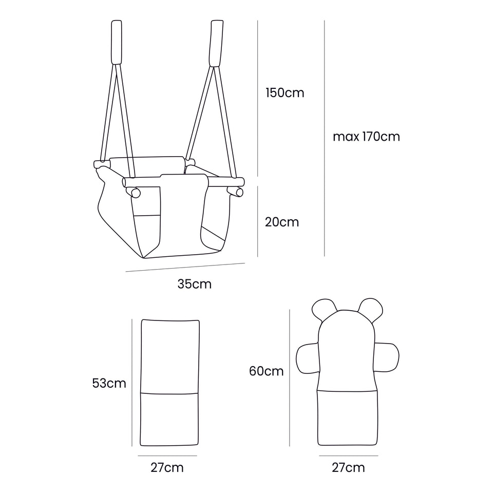 Indoor Baby Swing, Square - Pink Powder