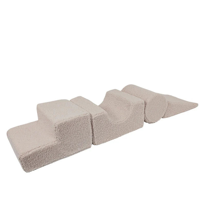 MeowBaby Bearly Corduroy Soft Play Set - 4 Pieces - Light Grey