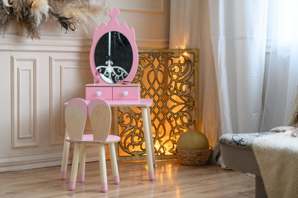 Princess Beauty Table and Chair with Mirror - Crown