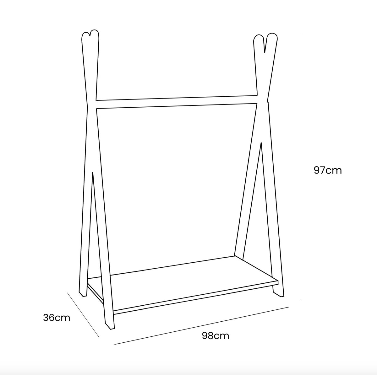 Tipi Clothing Rack For Children - Large White