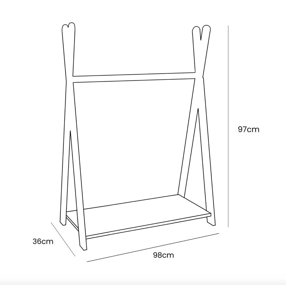 Tipi Clothing Rack For Children - Large White